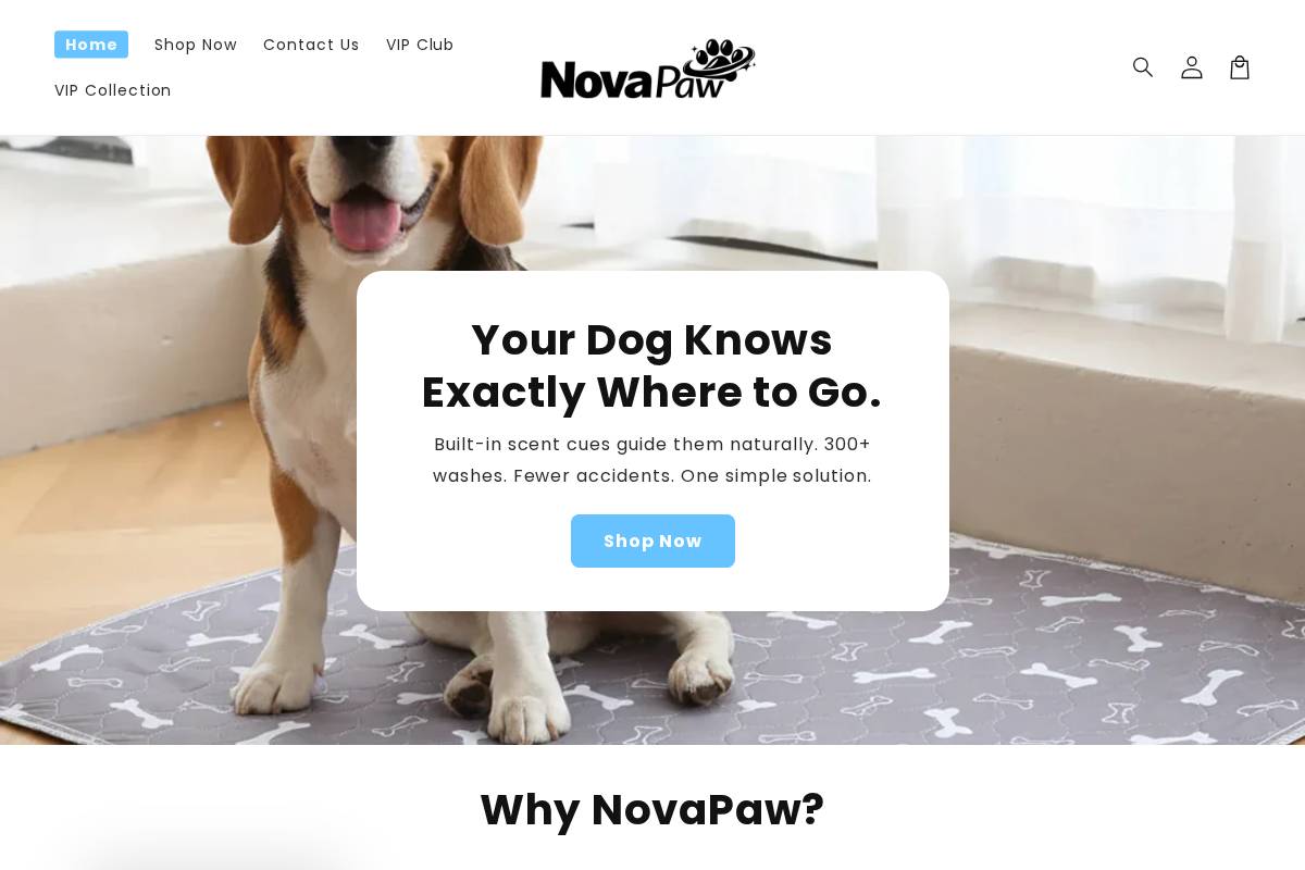 Mynovapaw homepage screenshot