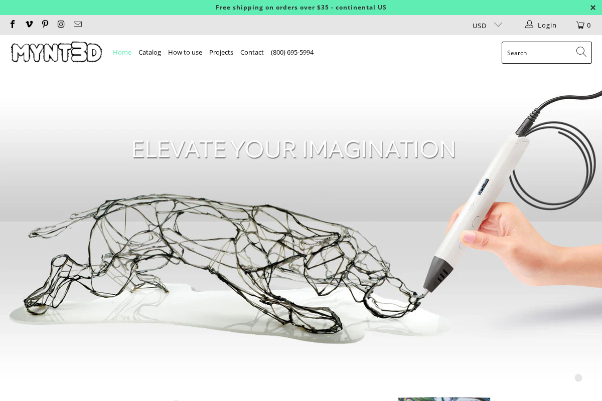 MYNT3D homepage screenshot