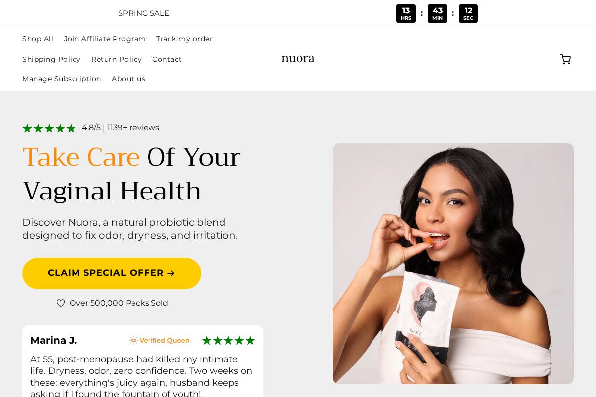 Nuora homepage screenshot