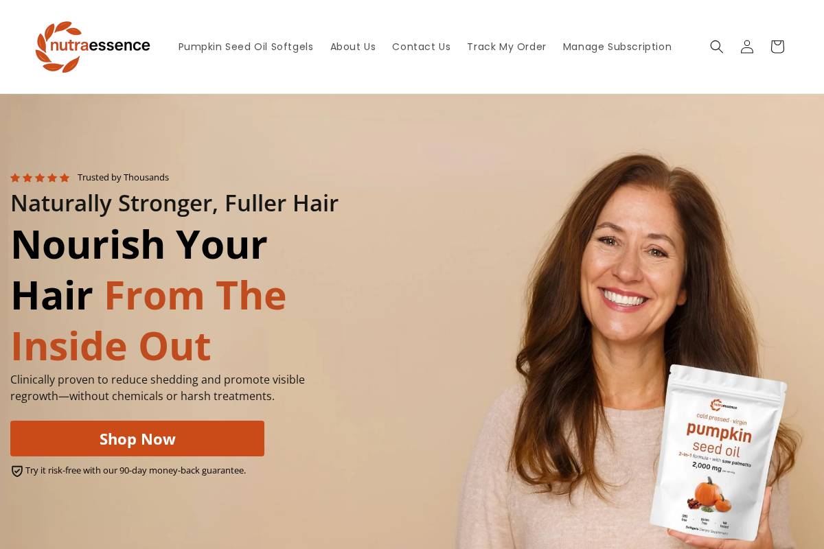 Mynutraessence homepage screenshot