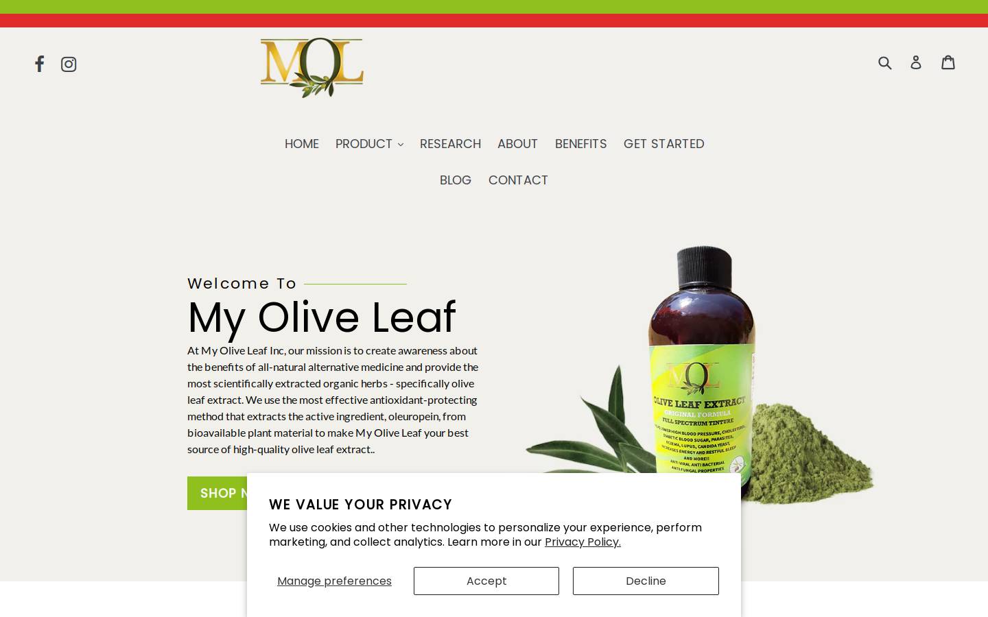 myoliveleaf.biz homepage screenshot