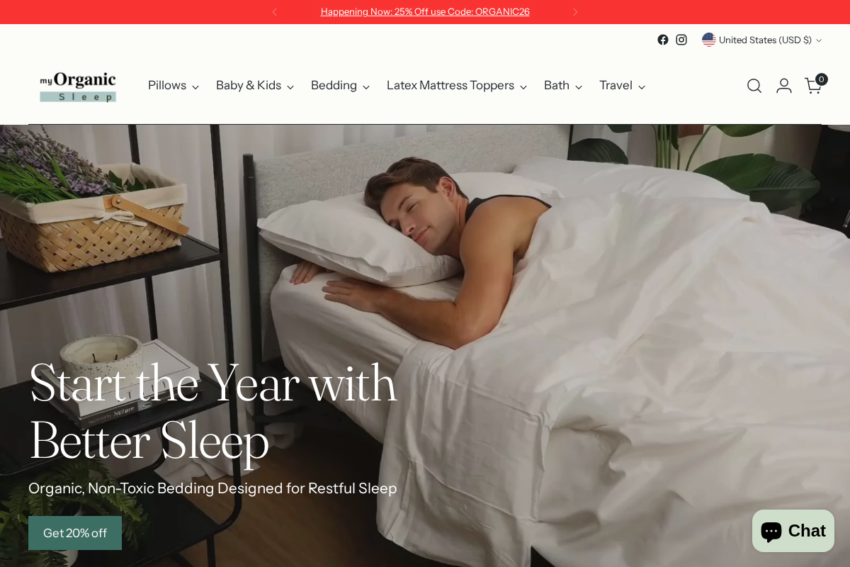 myorganicsleep.com homepage screenshot