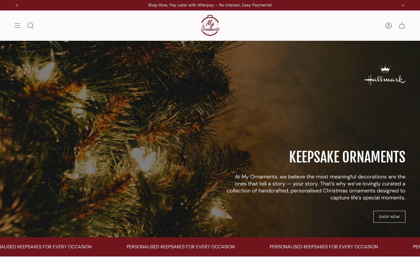 myornaments.com.au homepage screenshot
