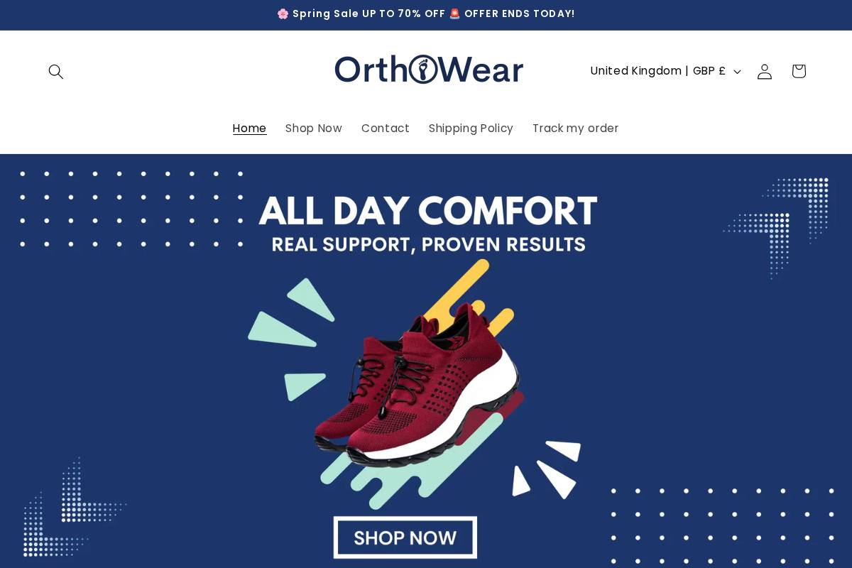 Myorthofootwear homepage screenshot