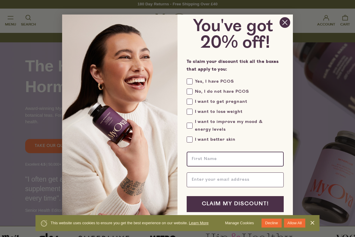 MyOva homepage screenshot