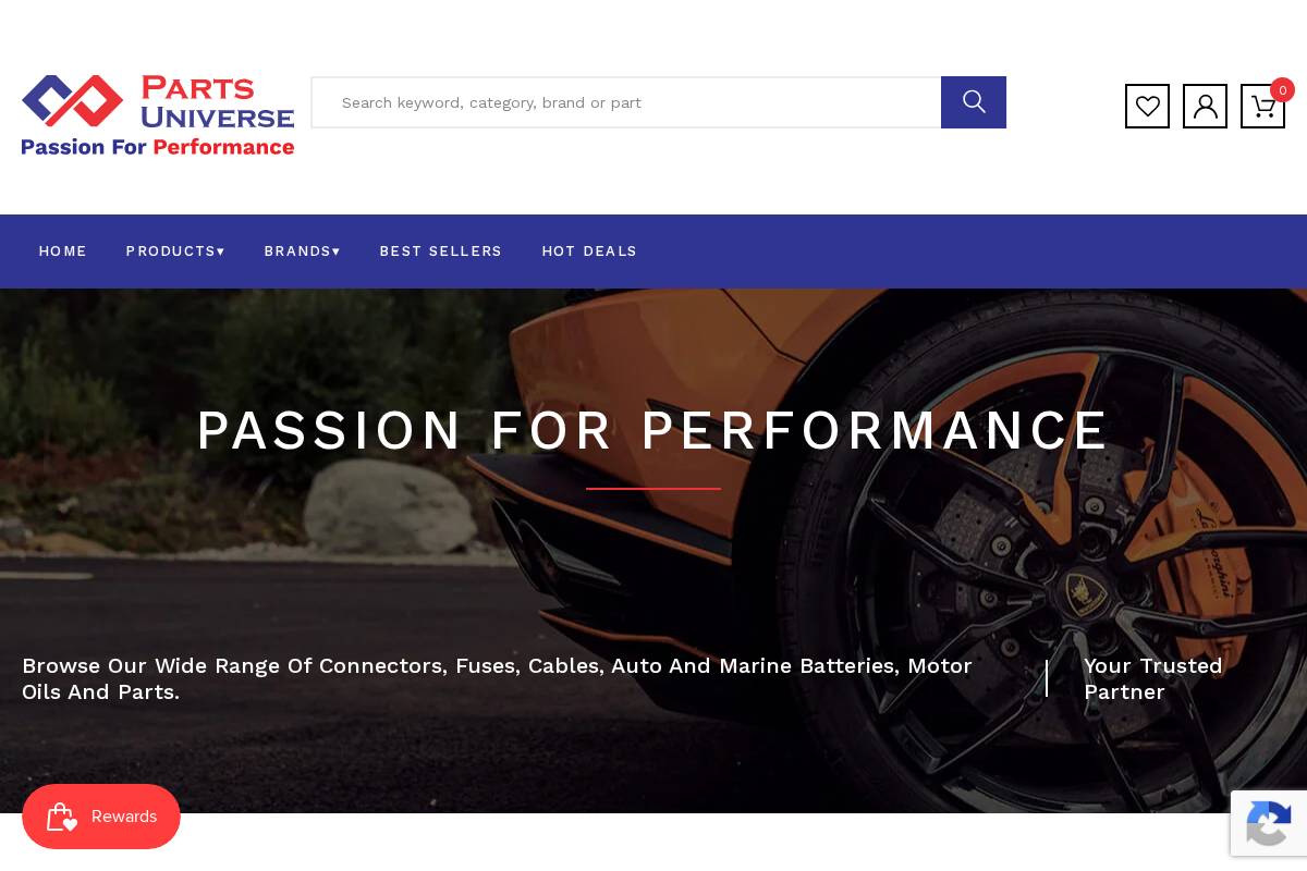 Mypartsuniverse homepage screenshot