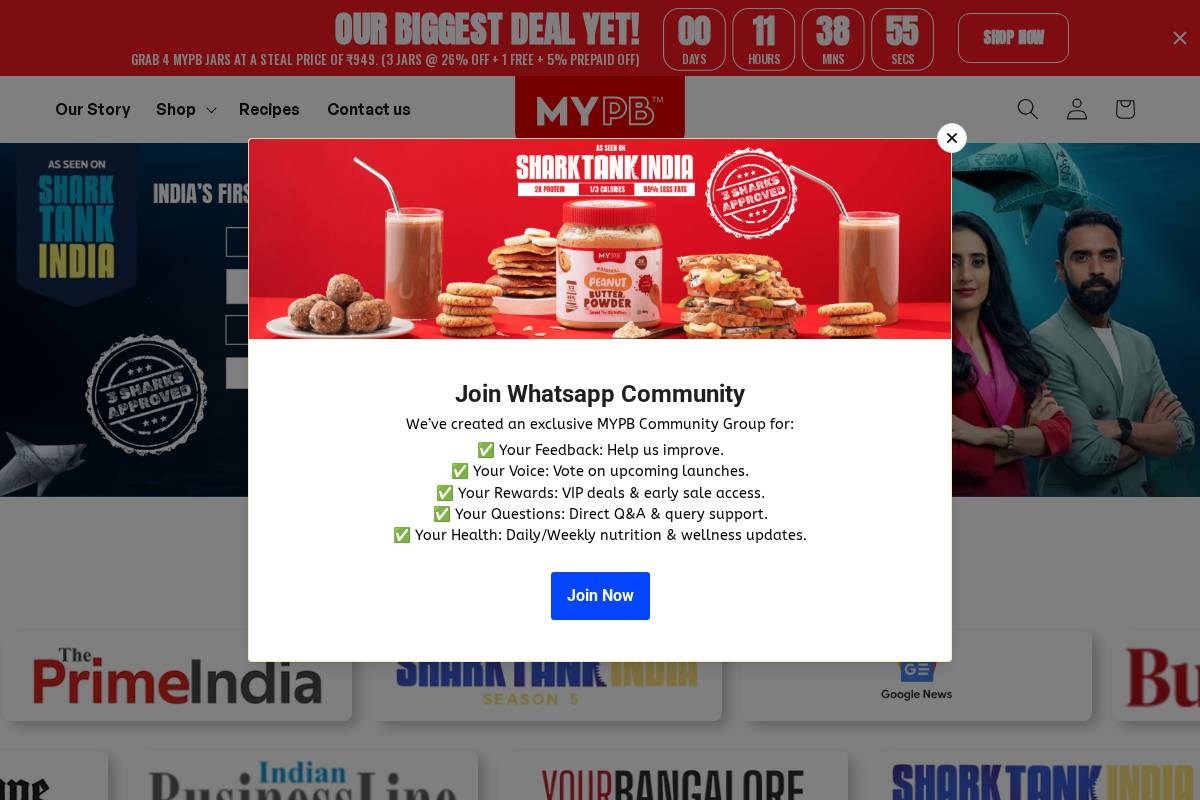 mypb.co.in homepage screenshot