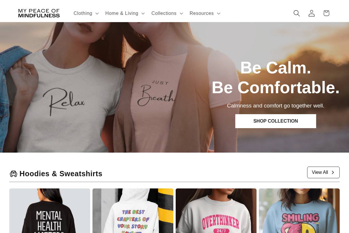 mypeaceofmindfulness.com homepage screenshot