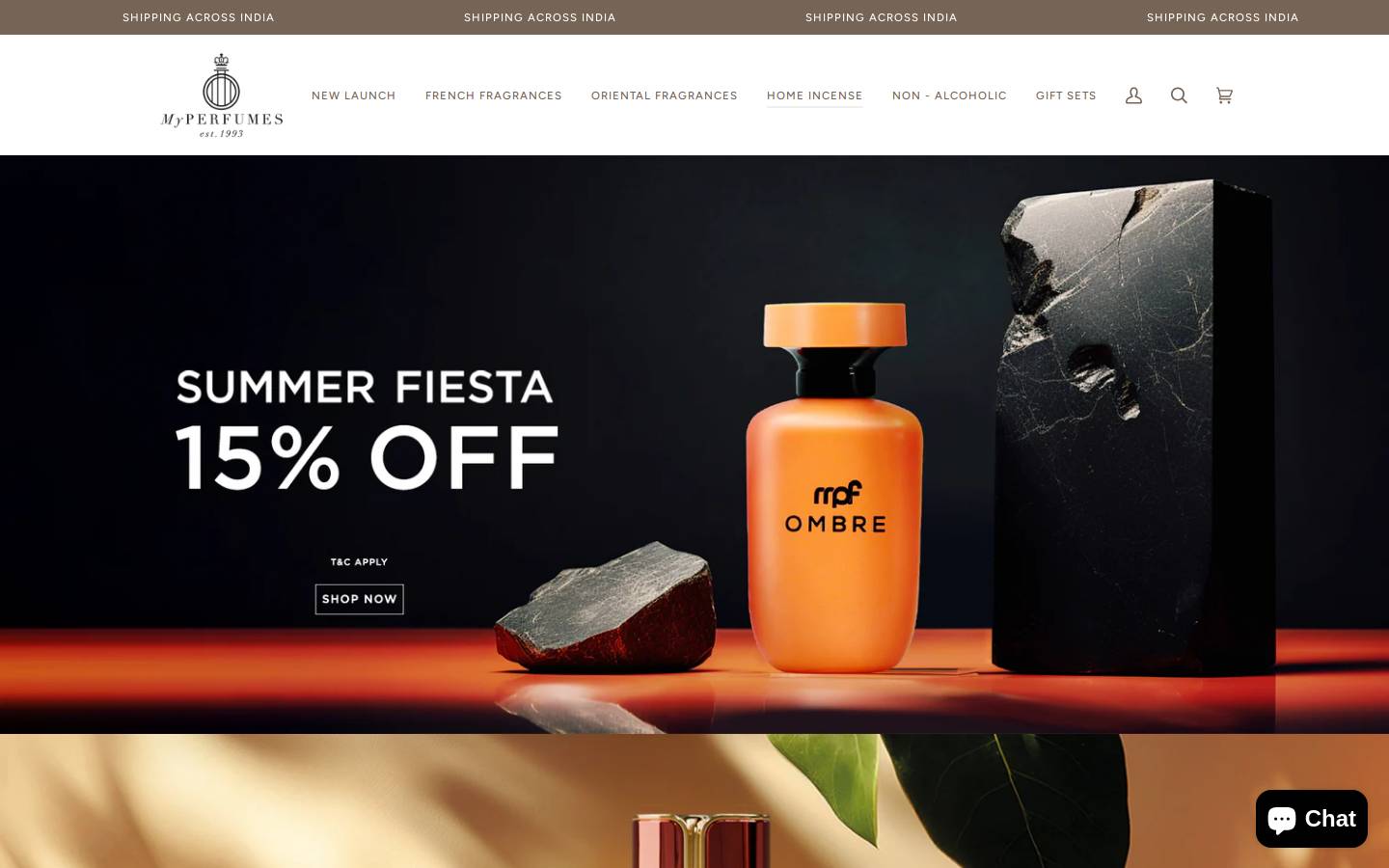 myperfumes.in homepage screenshot