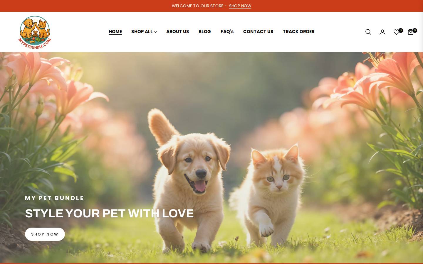 My pet bundle homepage screenshot