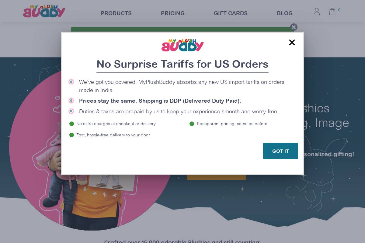 My Plush Buddy  homepage screenshot