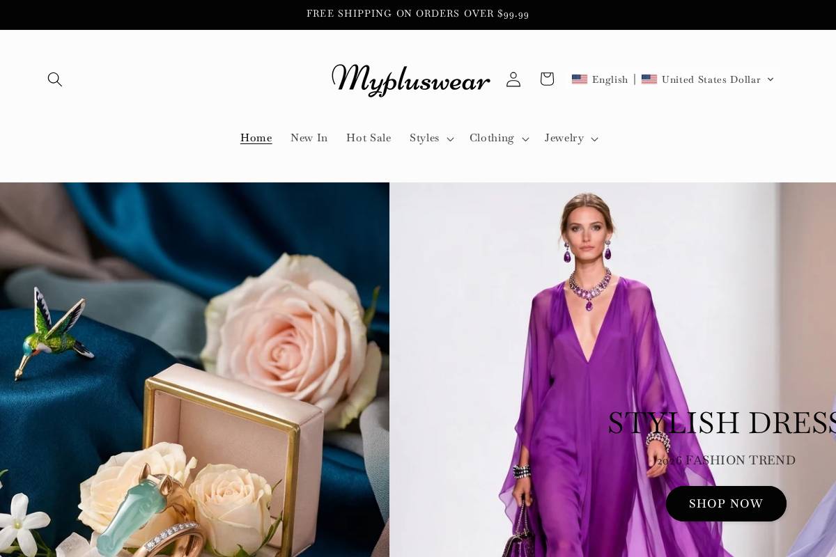 Mypluswear homepage screenshot
