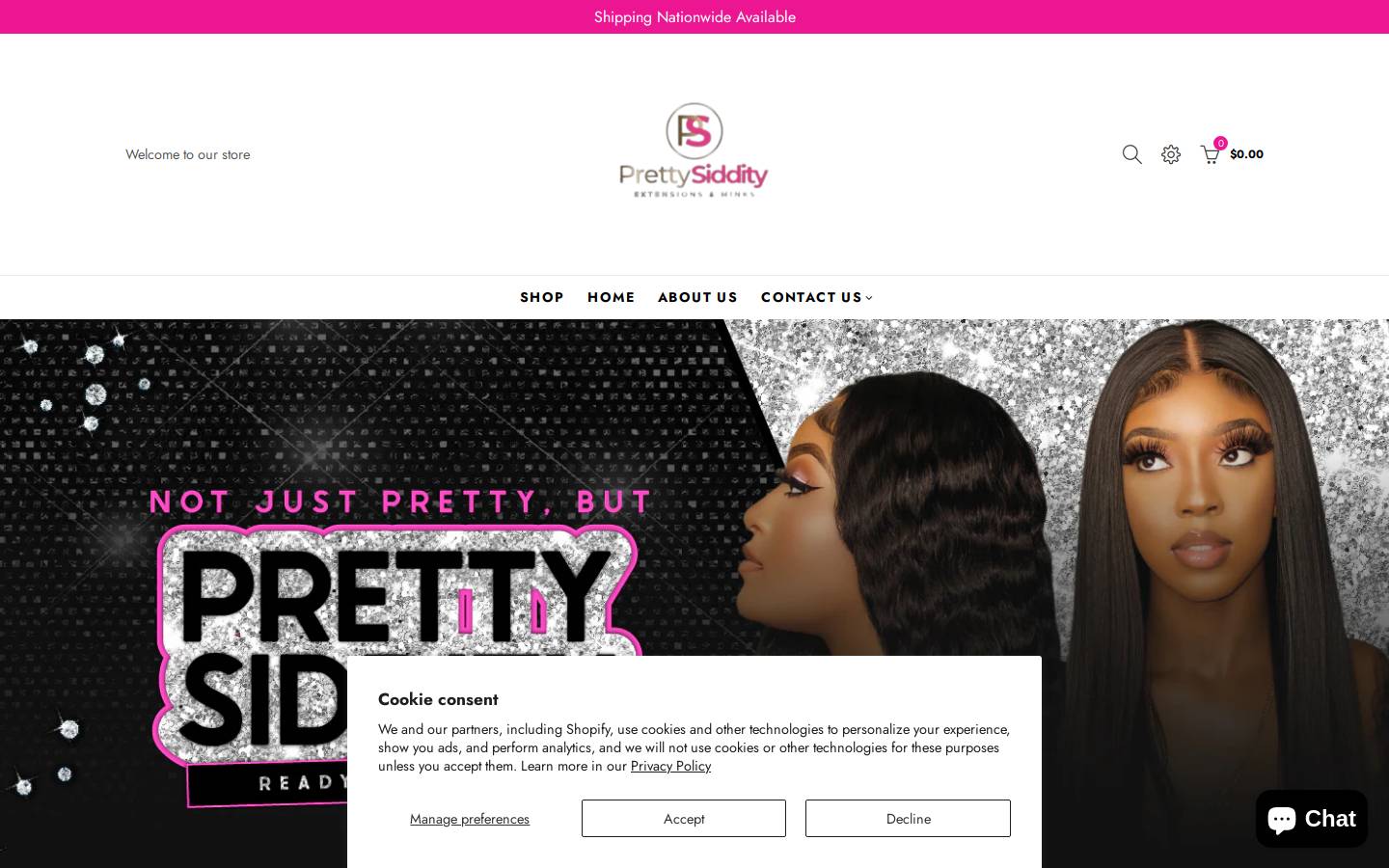 myprettysiddity.com homepage screenshot