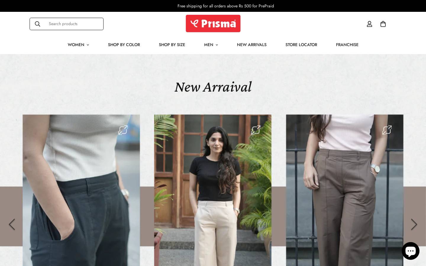 myprisma.in homepage screenshot