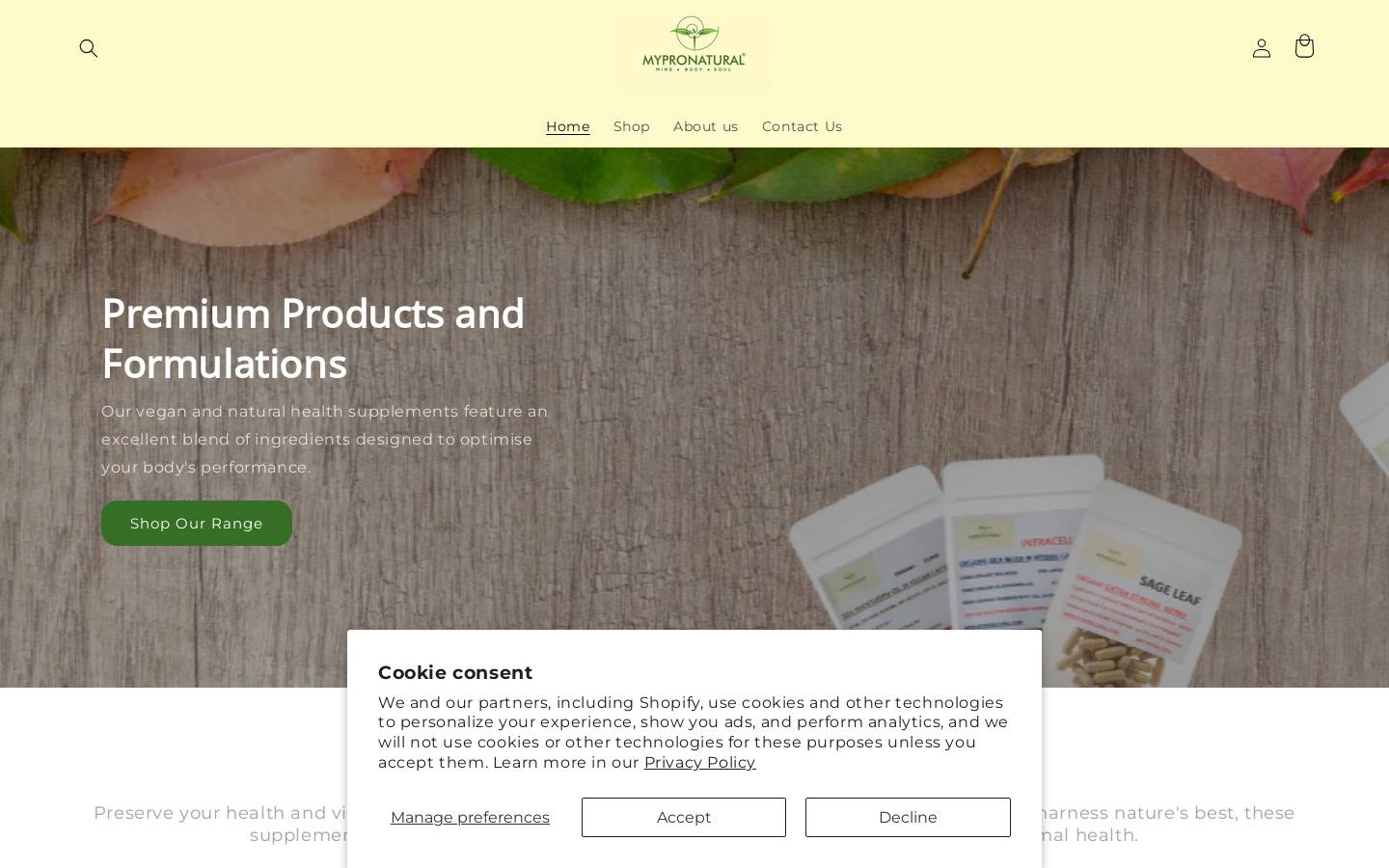 mypronatural.com homepage screenshot