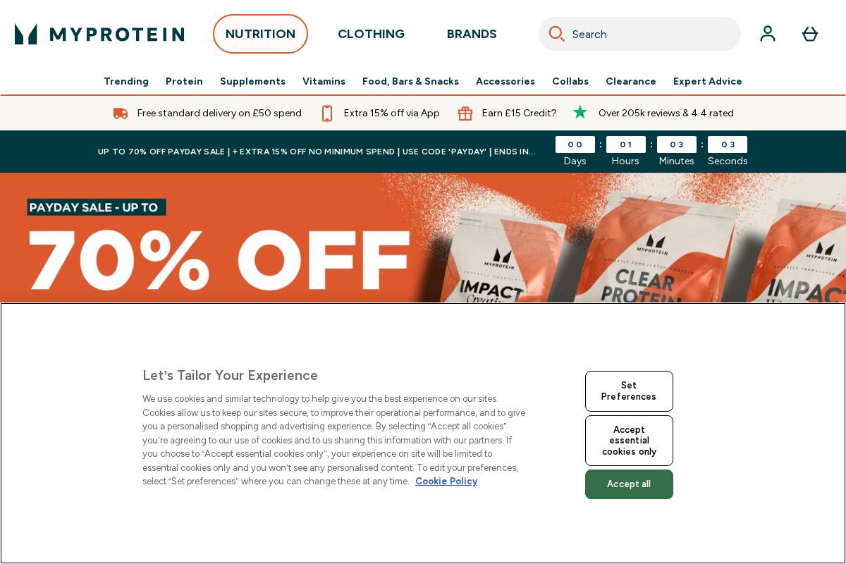 Myprotein homepage screenshot