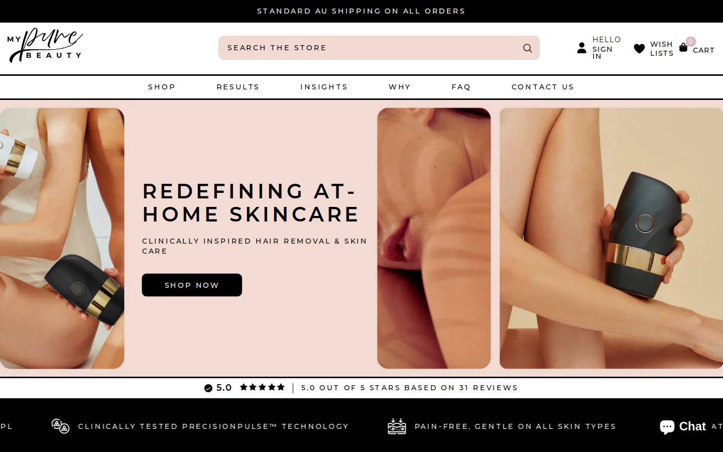 mypurebeauty.com.au homepage screenshot