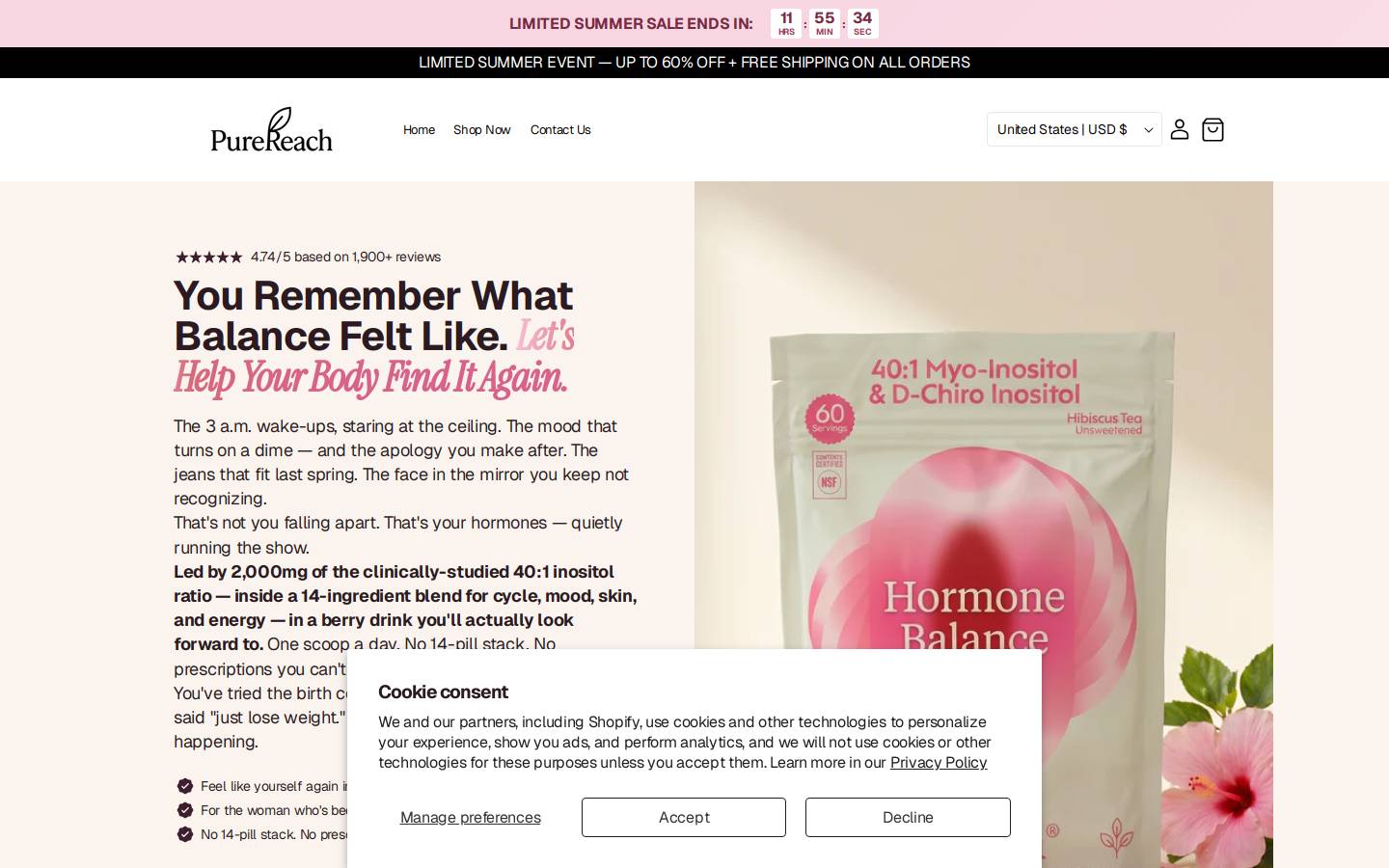 mypurereach.com homepage screenshot