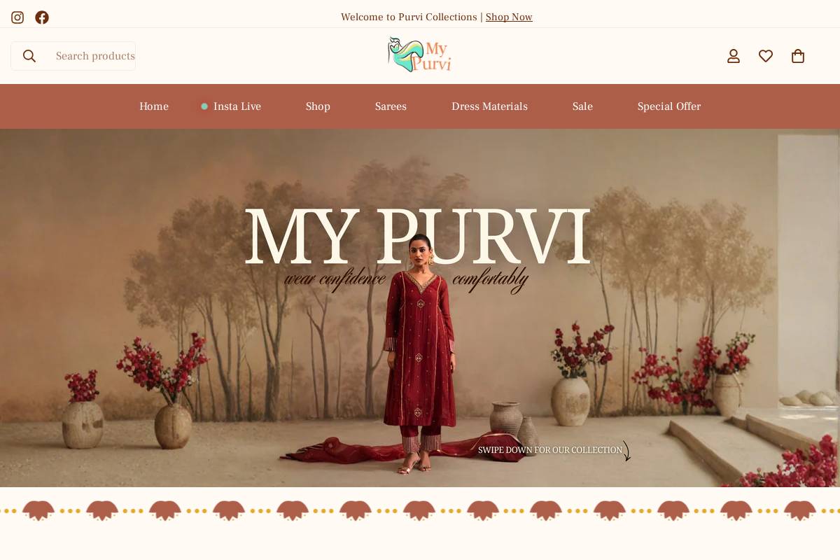 mypurvi.com homepage screenshot