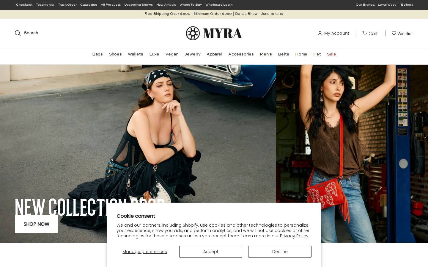 myrabag.com homepage screenshot