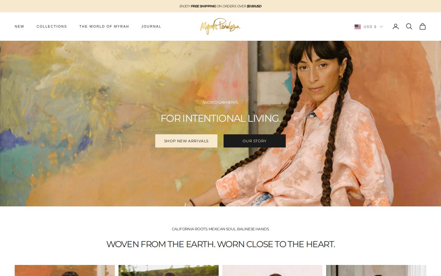 myrah.yoga homepage screenshot