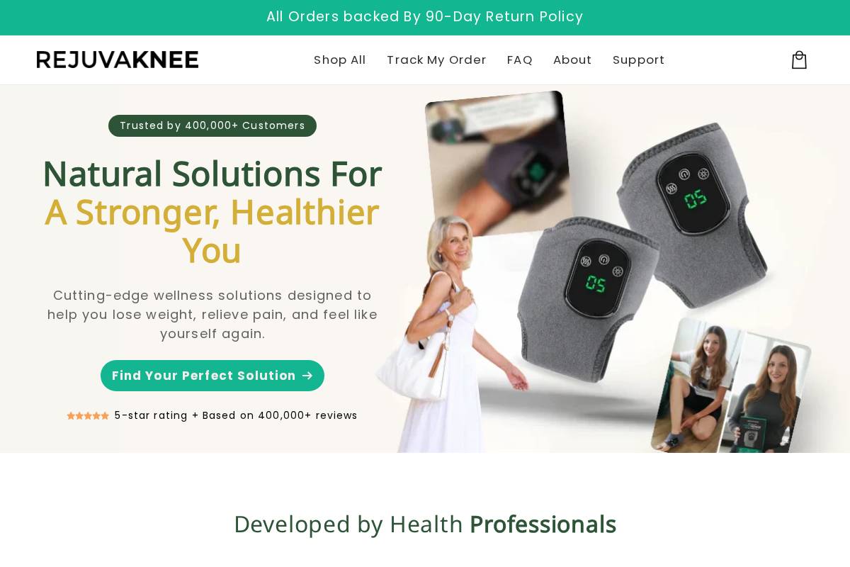 RejuvaKnee homepage screenshot