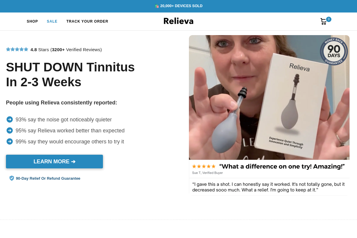 Myrelieva homepage screenshot