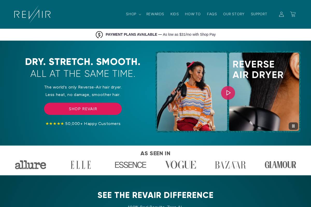 myrevair.com homepage screenshot