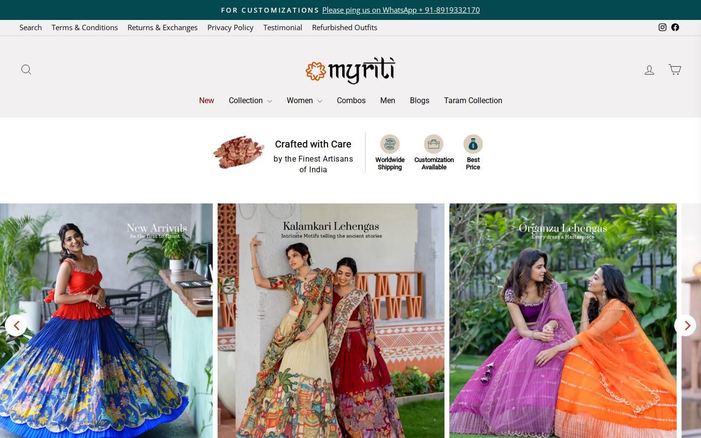 myriti.com homepage screenshot