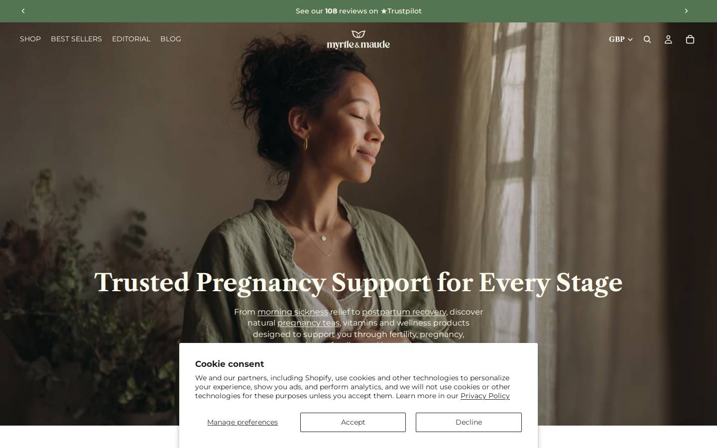 Myrtle & Maude homepage screenshot