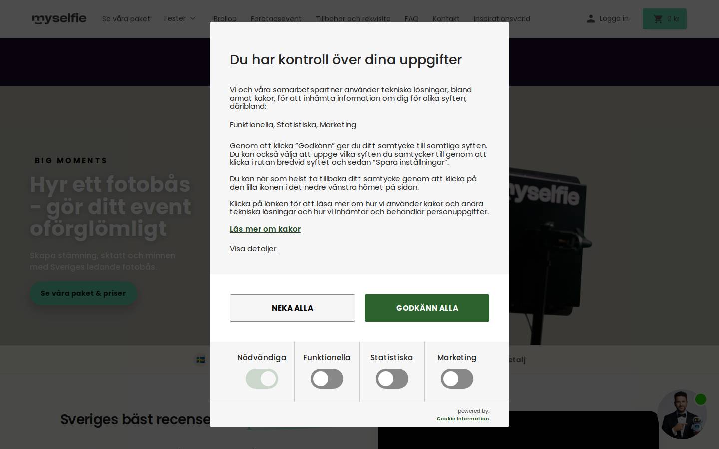 Myselfie.se | Skapar glädje och minnen homepage screenshot