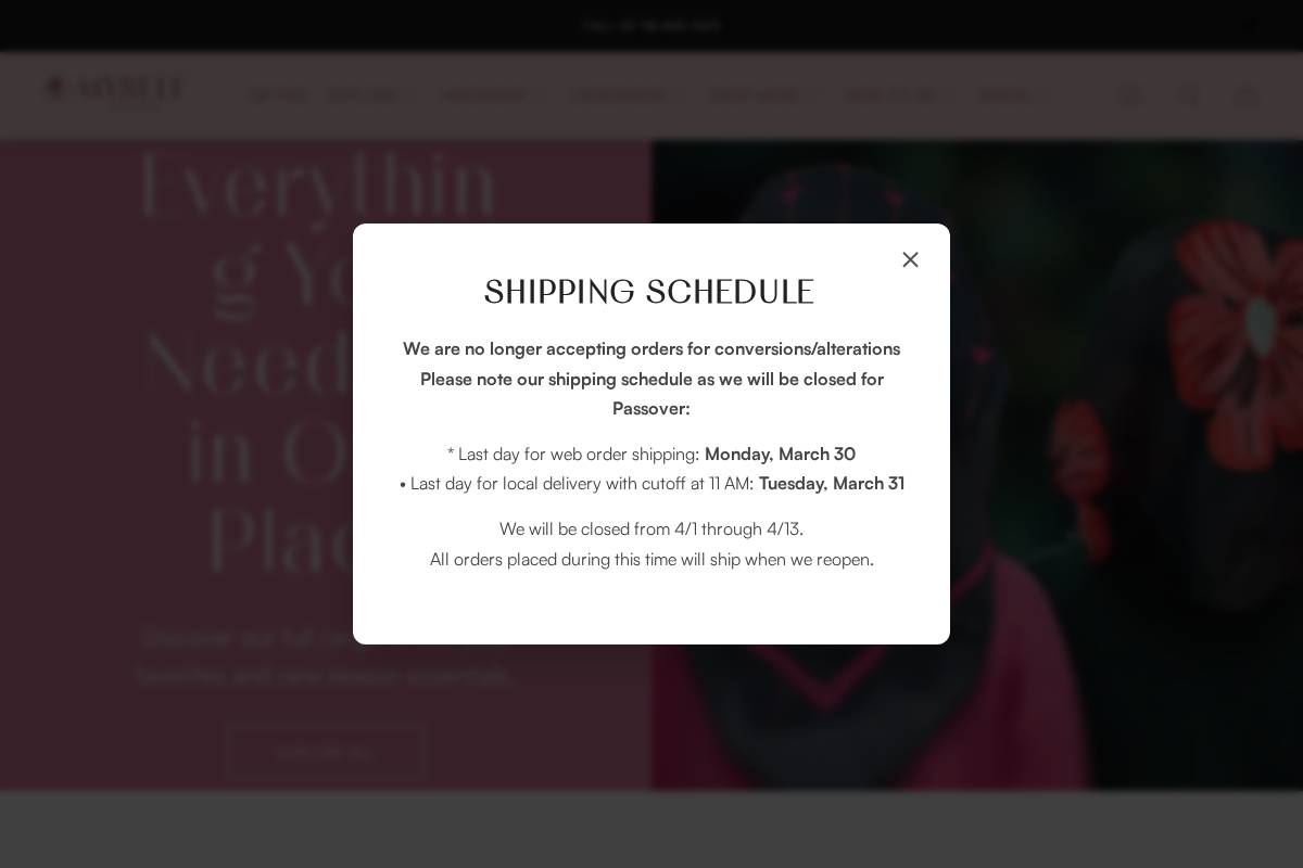 myselflingerie.com homepage screenshot