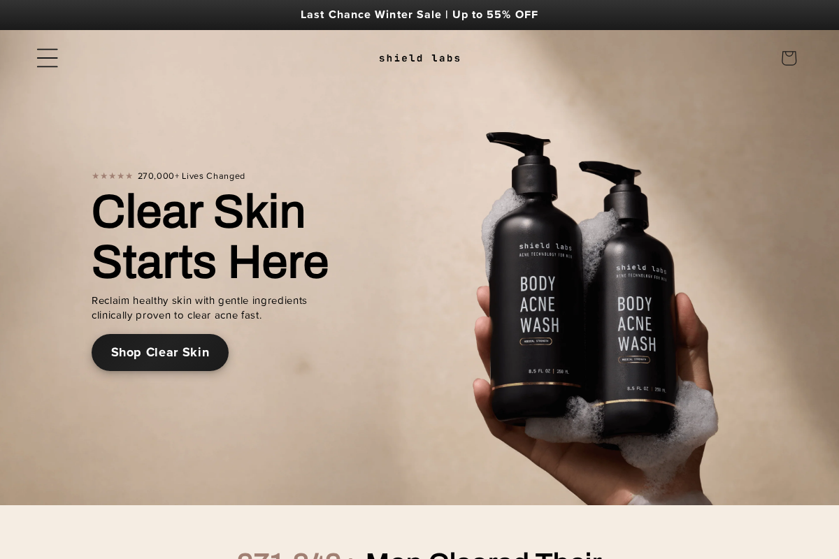 Shield homepage screenshot