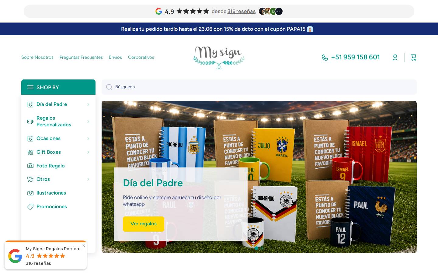 mysignregalos.com homepage screenshot