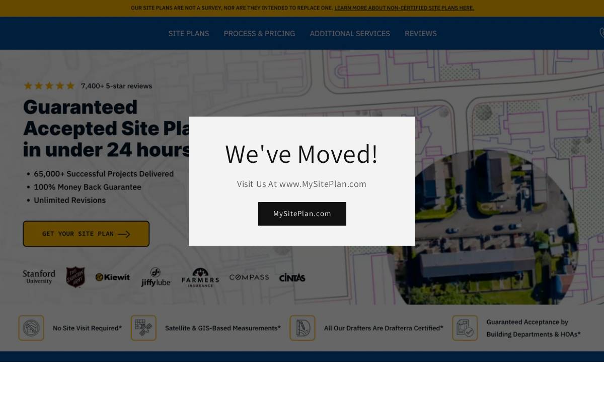 My Site Plan homepage screenshot