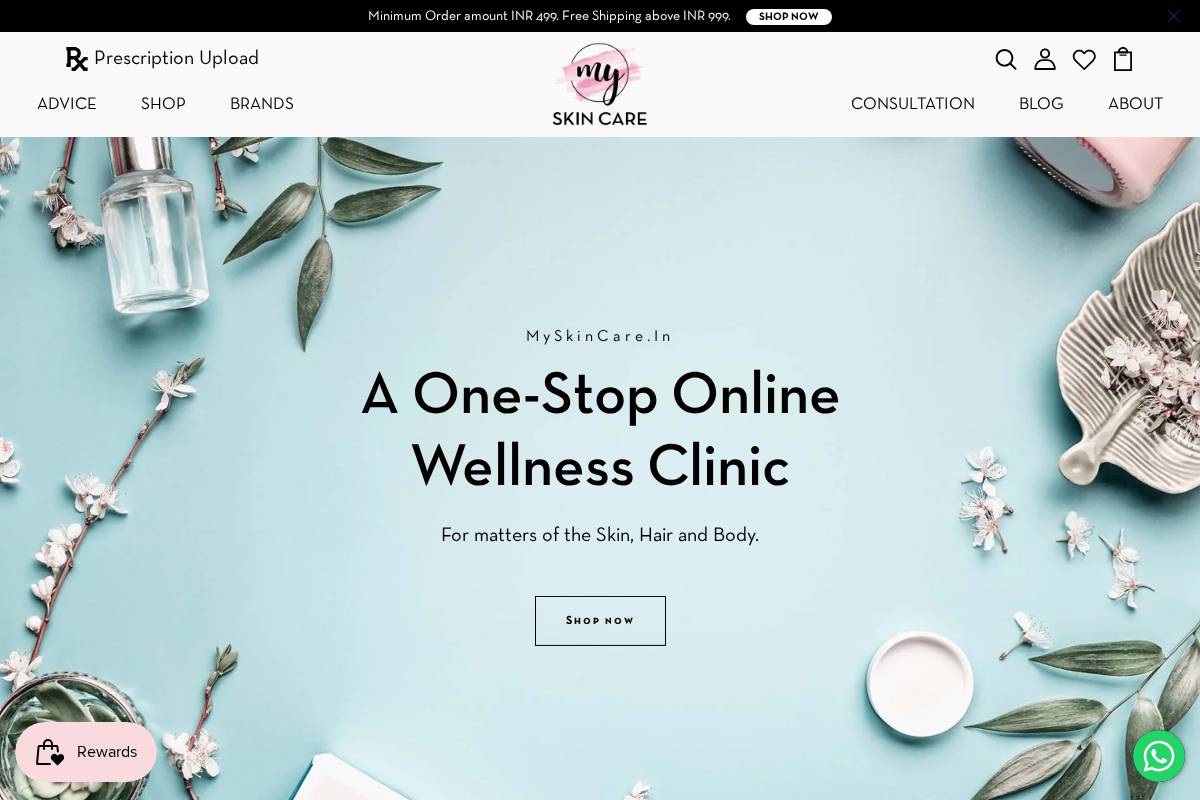 myskincare.in homepage screenshot