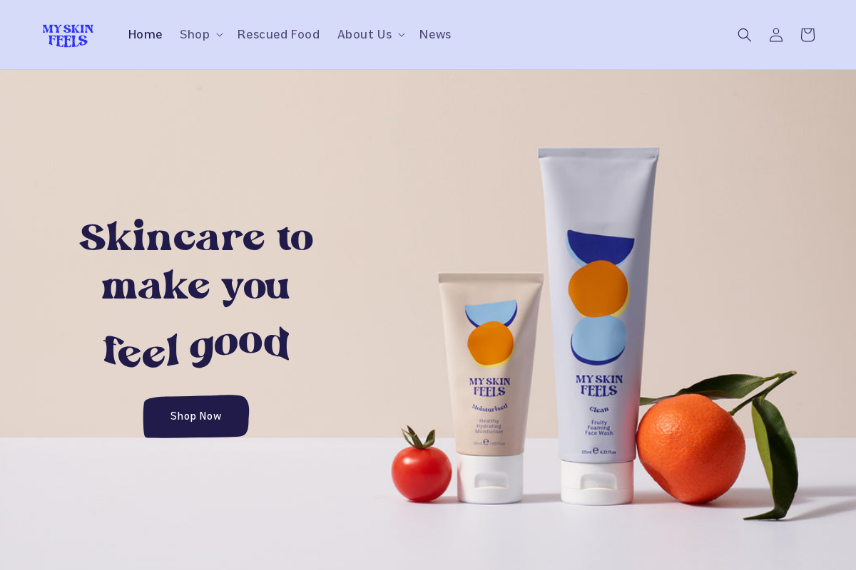 Myskinfeels homepage screenshot