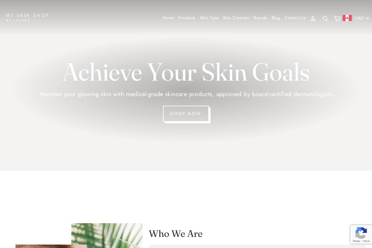 myskinshop.com homepage screenshot