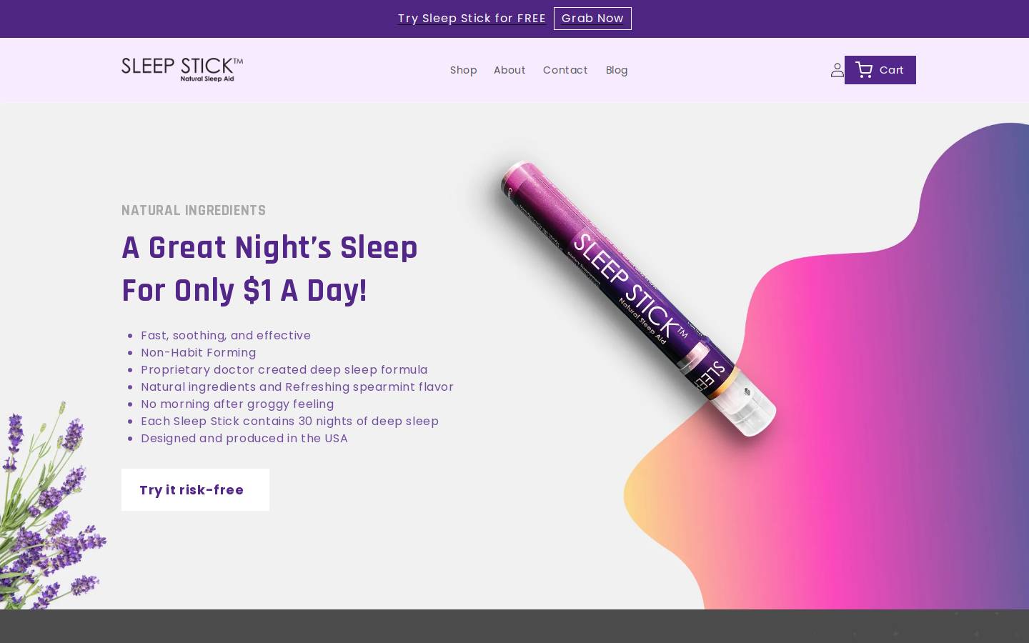 mysleepstick.com homepage screenshot