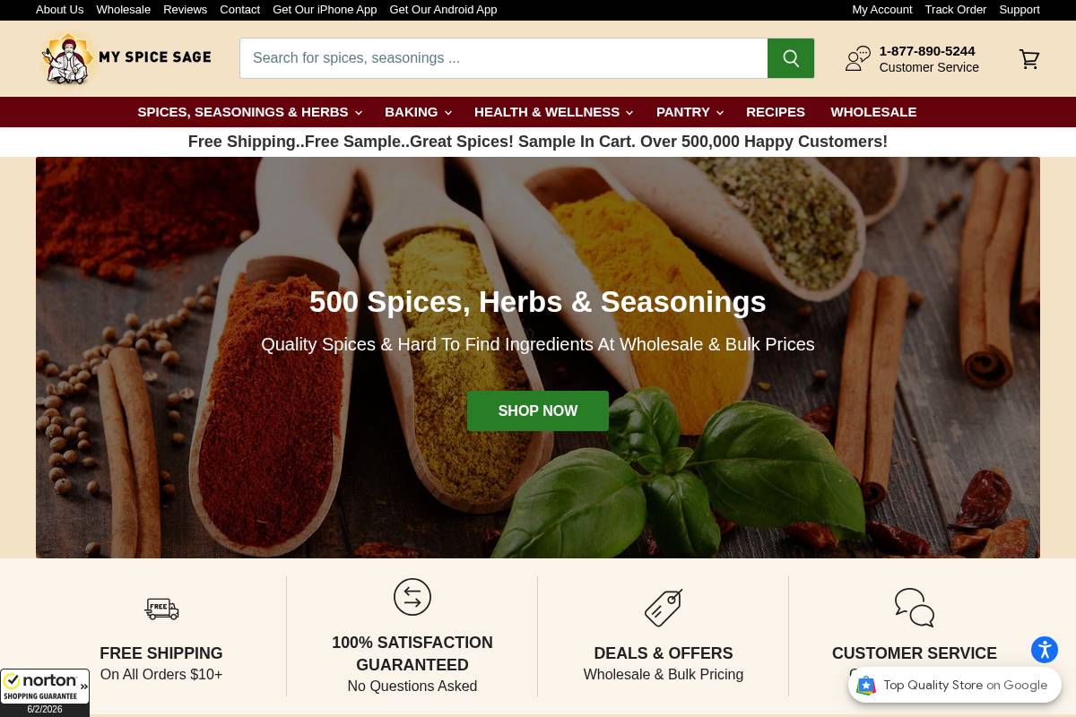 MySpiceSage.com homepage screenshot