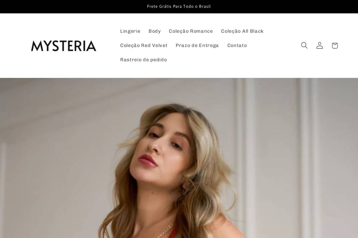 Mysteria Lingerie homepage screenshot