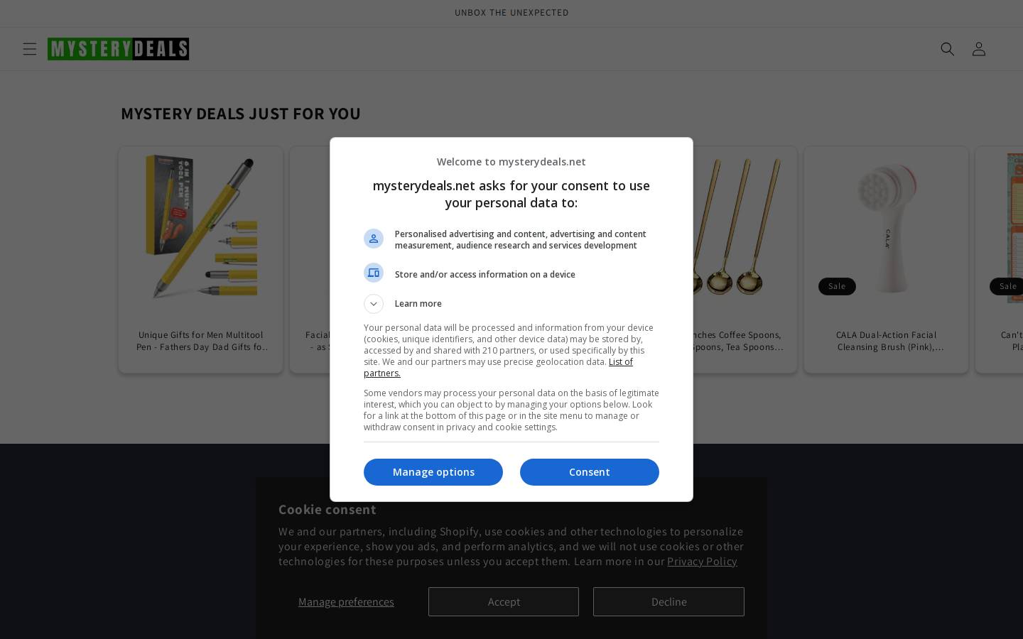 mysterydeals.net homepage screenshot