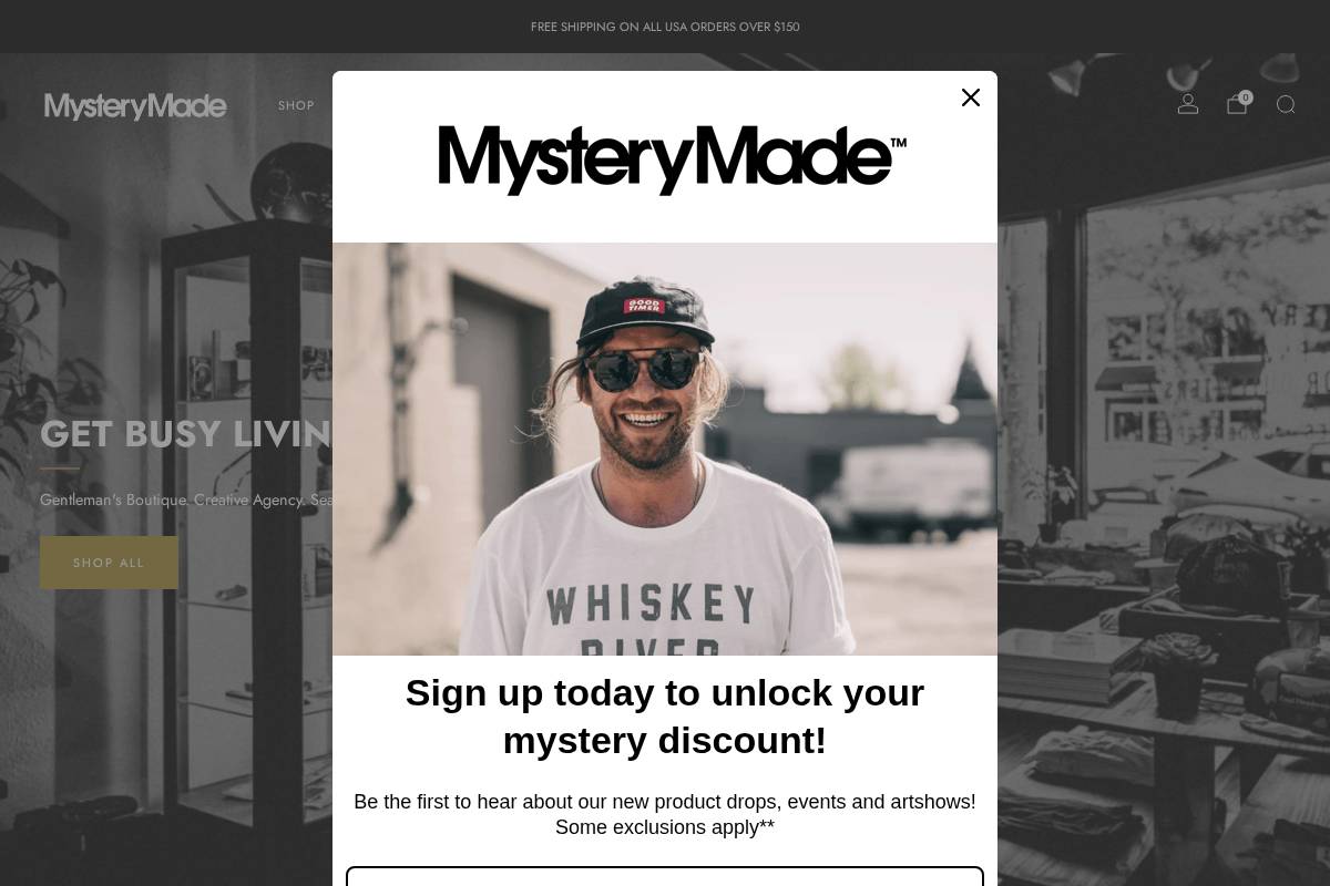 mysterymade.com homepage screenshot