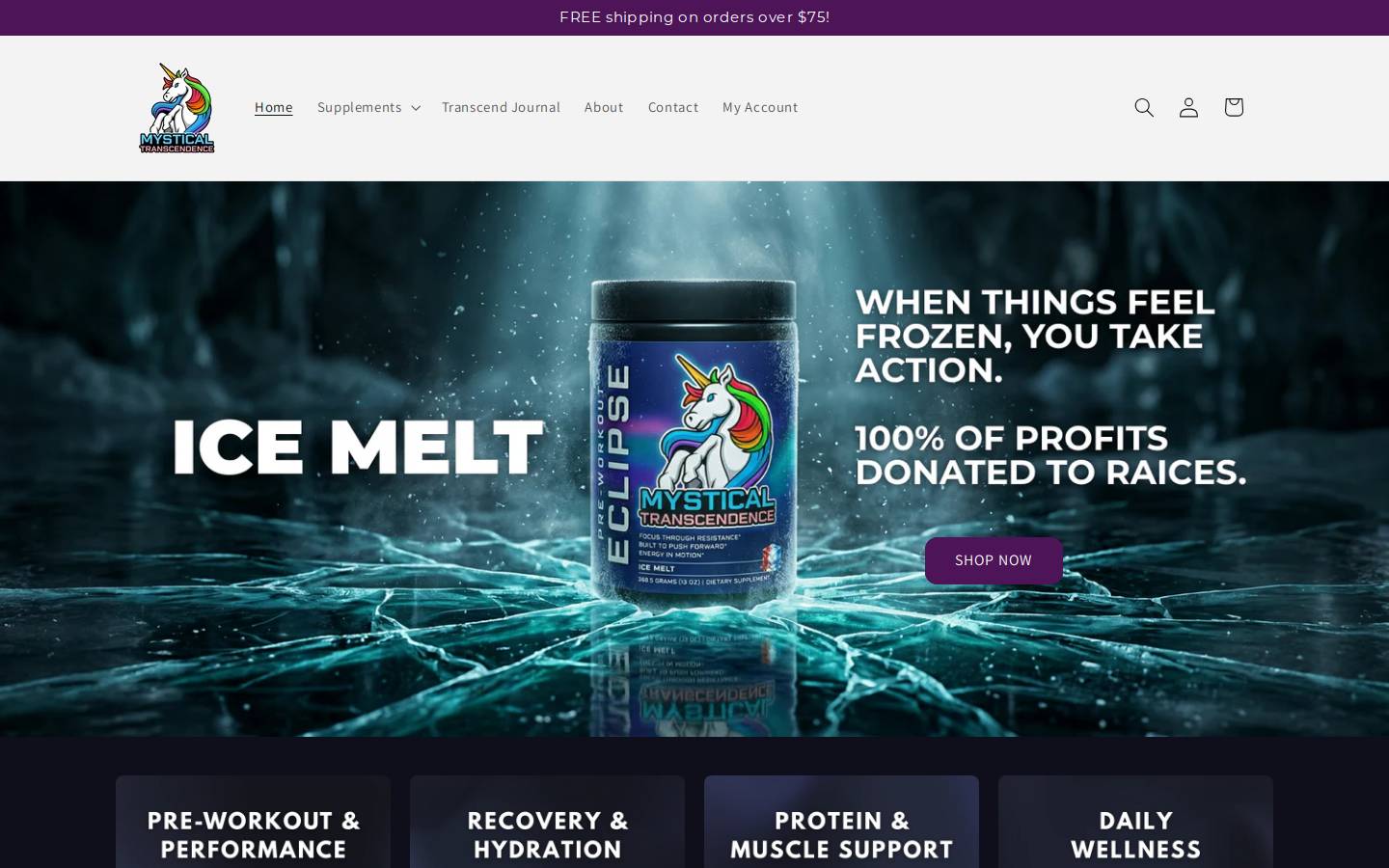 mysticaltranscendence.com homepage screenshot