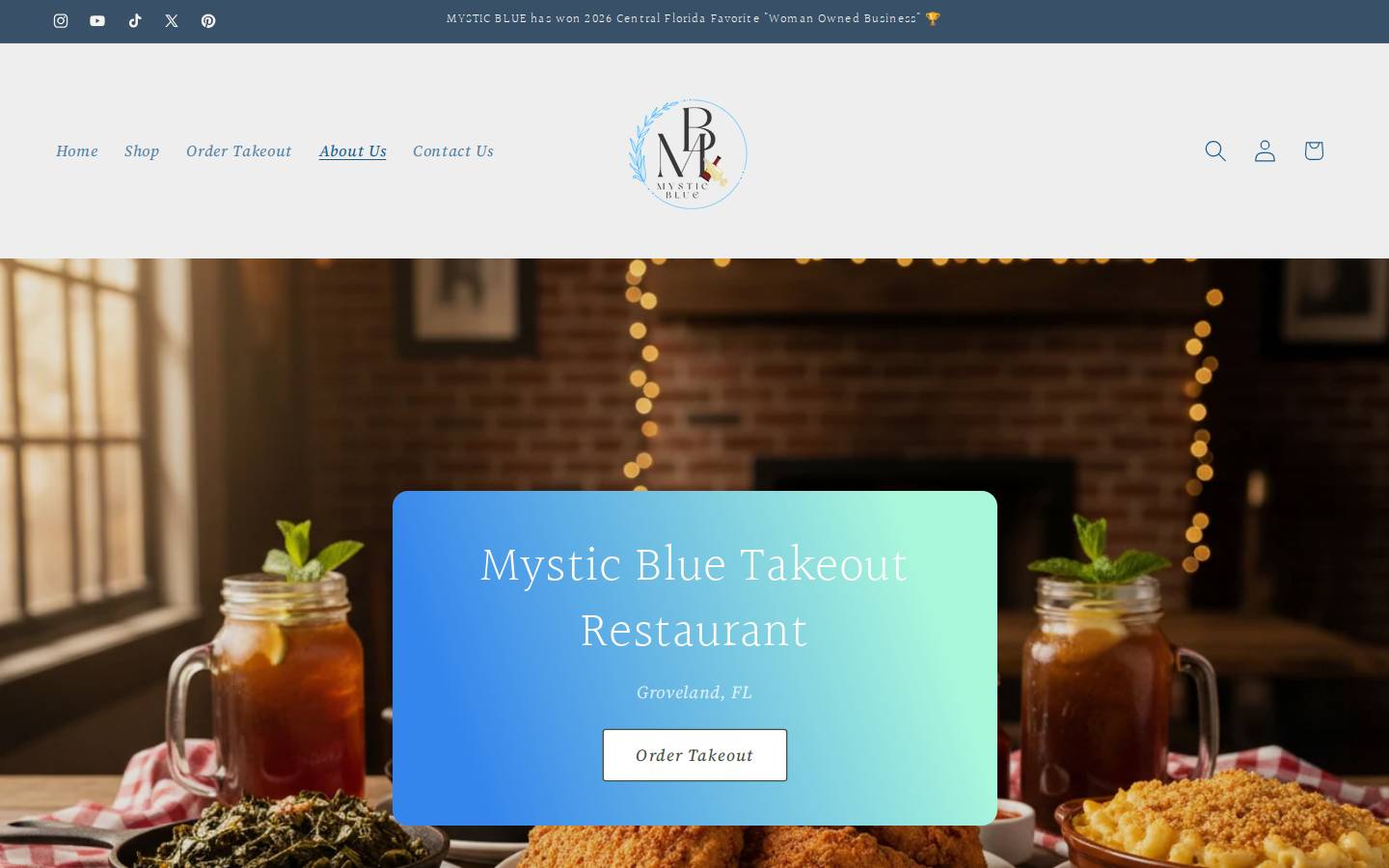 mysticbluecatering.org homepage screenshot