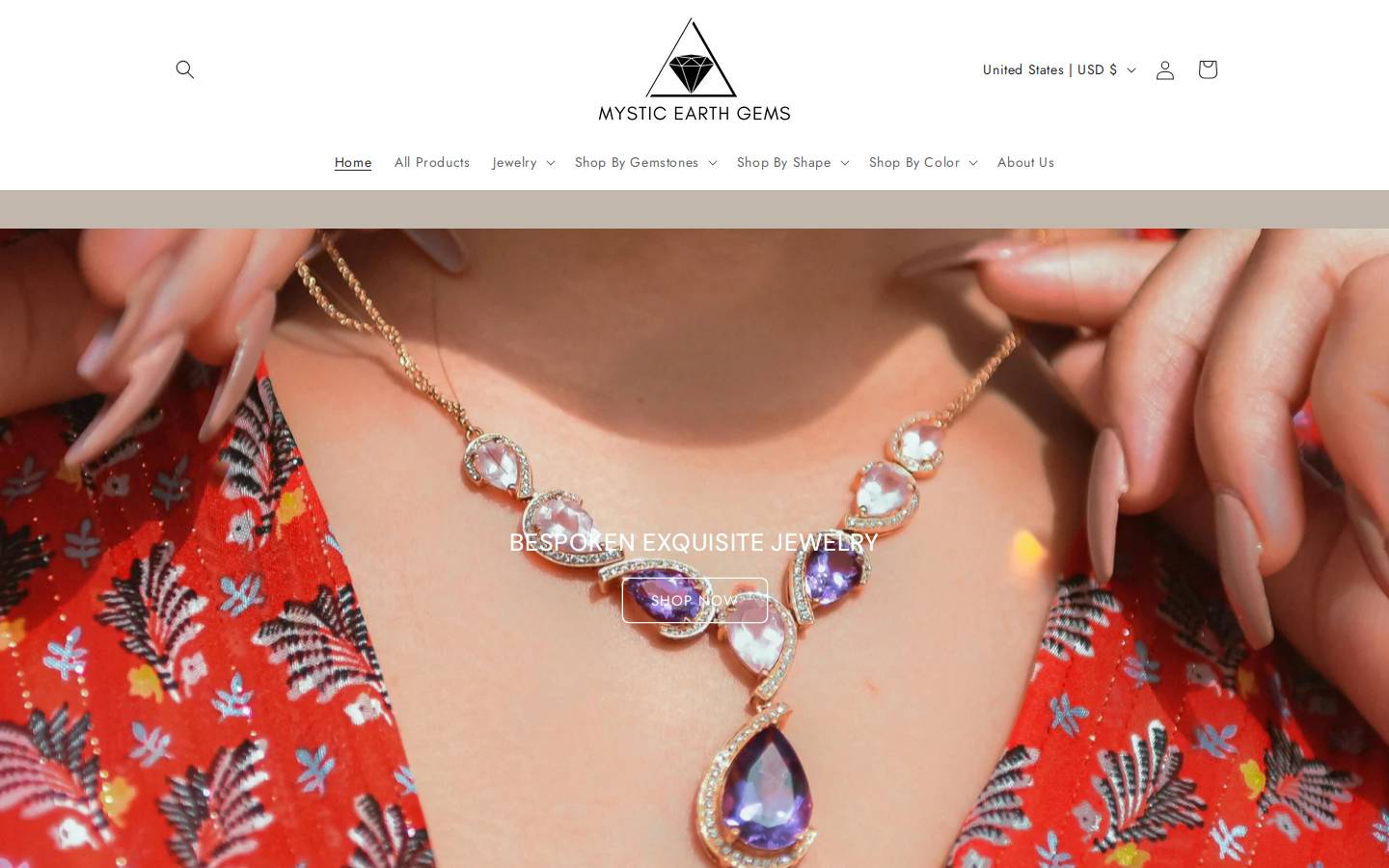 mysticearthgems.com homepage screenshot