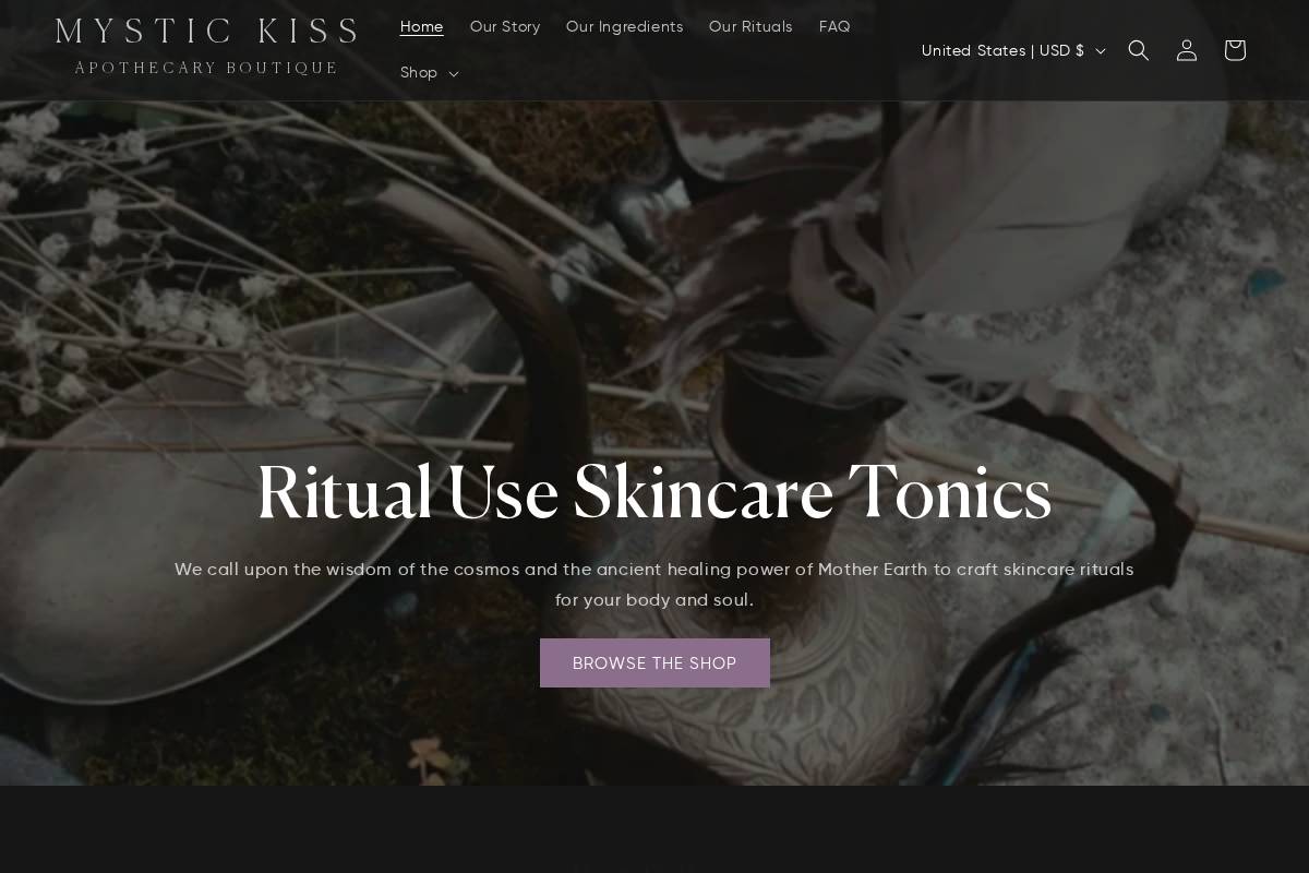 mystickiss.com homepage screenshot