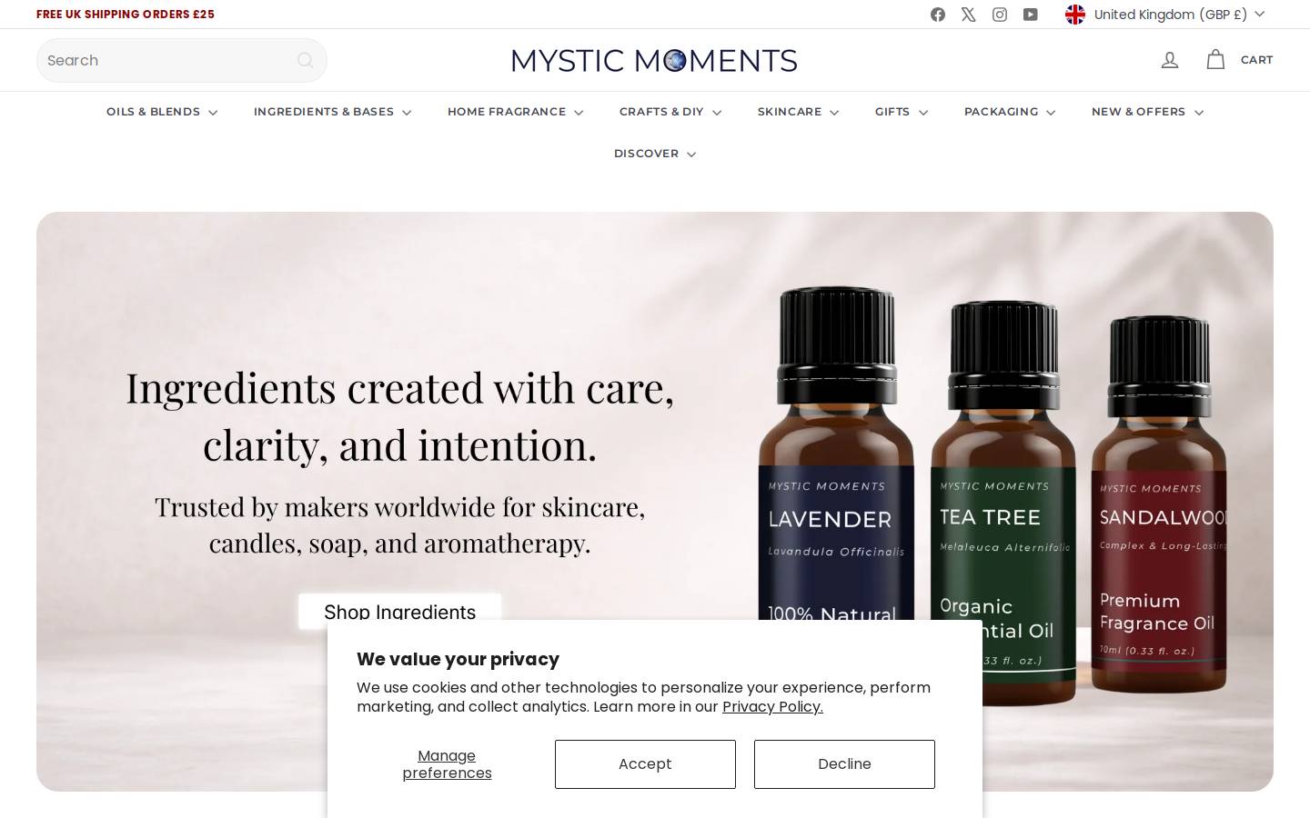 Mystic Moments homepage screenshot