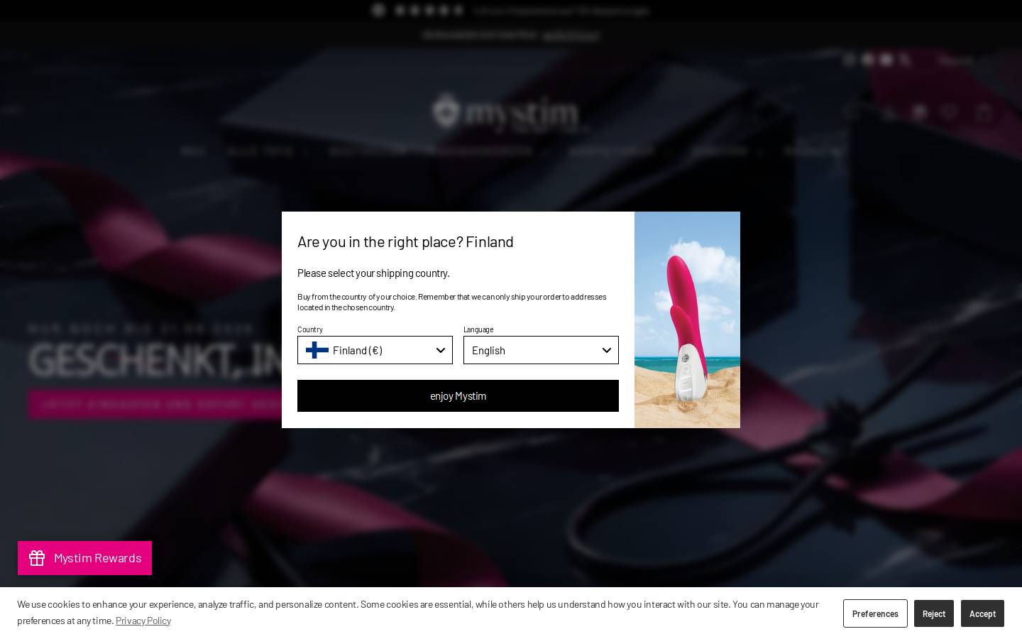 mystim.com homepage screenshot