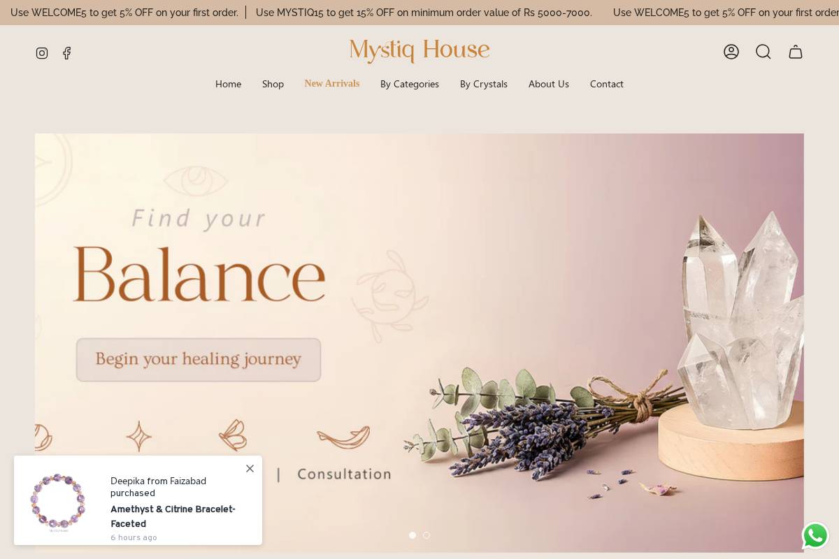 mystiqhouse.com homepage screenshot
